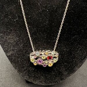 925 Sterling Silver Multi Gem Pendant Amethyst Garnet Topaz Peridot Citrine